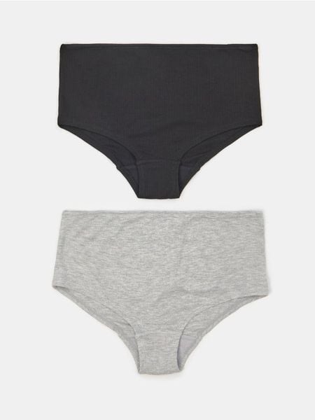 Bawełniane prążkowane bokserki 2 pack - wielobarwny. Bokserki i panty damskie Sinsay, l, bez wzorów, z bawełny. Za 19.99 zł.