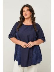 Curvy Lady Bluzka w kolorze granatowym rozmiar: 48/50. Niebieskie bluzki damskie Curvy Lady, bez wzorów, klasyczne, bez kołnierzyka, bez ramiączek. Za 145.45 zł.
