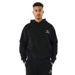 Bluza z kapturem Project X Paris Polaris. Czarne bluzy sportowe męskie PREMIUM PARTS, bez wzorów, z materiału, bez kołnierzyka, bez ramiączek. Za 256.50 zł.