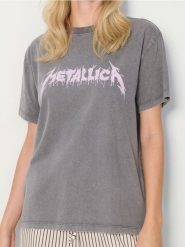 Koszulka loose fit z efektem sprania Metallica - szary. Szare t-shirty damskie Sinsay, l, bez wzorów, bez ramiączek. W wyprzedaży za 22.99 zł.