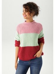 Aniston Sweter w kolorze czerwono-jasnozielono-jasnoróżowym rozmiar: 40. Czerwone golfy damskie Aniston, ze splotem, bez kołnierzyka. Za 71.95 zł.