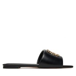 Klapki Nine West. Czarne klapki damskie Nine West, bez wzorów, bez obcasa. Za 118.99 zł.