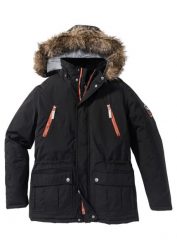 Parka hydrofobowa. Czarne parki męskie bonprix, na zimę, m, bez wzorów. Za 379.99 zł.