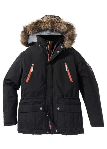Parka hydrofobowa. Czarne parki męskie bonprix, na zimę, m, bez wzorów. Za 379.99 zł.