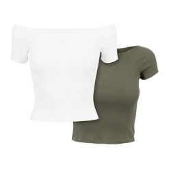 Koszulka Damska/żebrowana Bez Ramiączek (zestaw 2 Sztuk). Brązowe t-shirty damskie Urban Classics, l, bez wzorów, bez kołnierzyka. Za 77.99 zł.