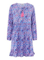 Zwillingsherz Sukienka "Paisley Traum" w kolorze niebieskim rozmiar: S/M. Niebieskie sukienki damskie Zwillingsherz, na co dzień, m, bez wzorów, z wiskozy, bez kołnierzyka, bez ramiączek, mini, proste. Za 158.10 zł.