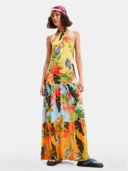 Desigual Sukienka letnia Tropi 24SWMW08 Kolorowy Loose Fit. Sukienki damskie Desigual, na lato, m, bez wzorów, z wiskozy, bez kołnierzyka, bez ramiączek. Za 239.99 zł.