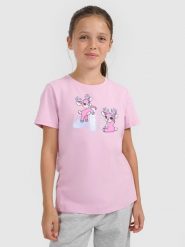 4F T-shirt regular z nadrukiem świątecznym dziewczęcy - różowy 134 (8-9 lat). Czerwone koszulki dziewczęce 4f, bez wzorów, z bawełny, bez ramiączek. Za 39.99 zł.
