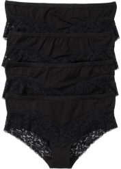 Figi panty z koronką (4 pary). Czarne figi damskie bonprix, bez wzorów, z koronki. Za 64.99 zł.