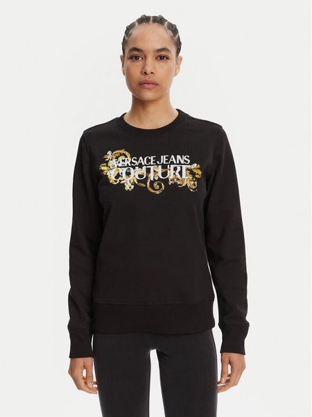 Versace Jeans Couture Bluza 78HAIC06 Czarny Regular Fit. Czarne bluzy bez kaptura damskie Versace Jeans Couture, m, z bawełny. Za 509.00 zł.