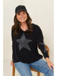 Curvy Lady Sweter w kolorze czarnym rozmiar: 44/46. Czarne swetry klasyczne damskie Curvy Lady, bez kołnierzyka. Za 159.59 zł.