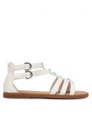 Geox Sandały Jr Sandal Karly J6535D 000BC C0653 D Biały. Białe sandały dziewczęce Geox, ze skóry, bez zapięcia. Za 309.99 zł.