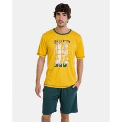 Piżama męska rozm. M P241307 Yellow P66. Żółte piżamy męskie Massana Homewear, m, bez wzorów, z bawełny, bez ramiączek. Za 217.00 zł.