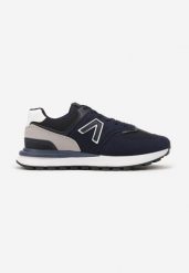 Granatowe Sznurowane Buty Sportowe Sneakersy na Płaskiej Podeszwie z Ozdobną Naszywką Tiresi. Niebieskie buty sportowe na co dzień męskie Born2be, z jeansu, bez zapięcia. Za 109.99 zł.