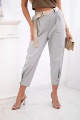 Spodnie Summer Punto z zapięciem na nogawkach szare. Szare spodnie materiałowe damskie KESI, bez wzorów, z bawełny, eleganckie, plus size. Za 204.91 zł.