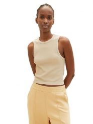 Tom Tailor Top w kolorze beżowym rozmiar: L/XL. Brązowe topy damskie Tom Tailor, l, bez wzorów, prążkowane, bez kołnierzyka. Za 32.98 zł.