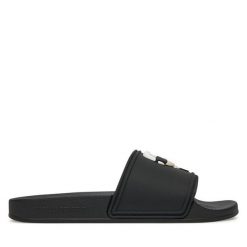 Klapki KARL LAGERFELD. Czarne klapki damskie Karl Lagerfeld, bez wzorów, bez obcasa. Za 389.99 zł.