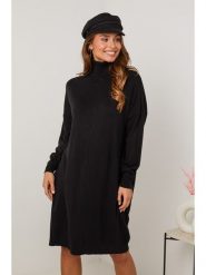 Soft Cashmere Sukienka dzianinowa w kolorze czarnym rozmiar: 34/36. Czarne sukienki damskie Soft Cashmere, bez wzorów, z dzianiny, klasyczne, bez kołnierzyka, bez ramiączek, midi. Za 100.75 zł.