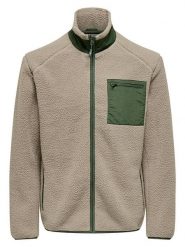 ONLY & SONS Kurtka polarowa "Dallas" w kolorze beżowo-zielonym rozmiar: L. Brązowe kurtki męskie Only & Sons, l, bez wzorów, z polaru, bez kaptura. Za 149.95 zł.