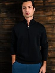 Bluza z półgolfem - czarny. Czarne bluzy bez kaptura męskie Sinsay, l. W wyprzedaży za 24.99 zł.