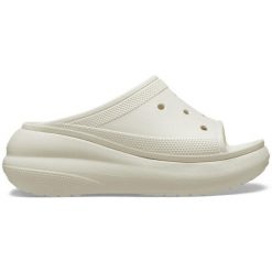 Klapki damskie Crocs Crush Slide Bone Os. Białe klapki damskie Crocs, bez wzorów, z materiału, bez obcasa. W wyprzedaży za 177.10 zł.