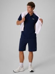 4F Spodenki dresowe męskie - grantowe XXL. Niebieskie szorty męskie 4f, z bawełny, bez kołnierzyka. Za 129.99 zł.