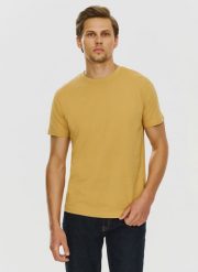 PAKO LORENTE – Bawełniany żółty t-shirt z okrągłym dekoltem. Żółte t-shirty męskie Pako Lorente, xxl, bez wzorów, z bawełny, bez kołnierzyka. Za 49.99 zł.