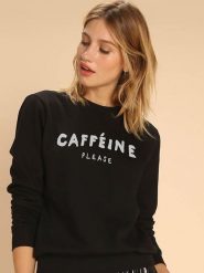 WOOOP Bluza "Caffeine Please" w kolorze czarnym rozmiar: XL. Czarne bluzy bez kaptura damskie Wooop, xl, z bawełny. Za 105.38 zł.