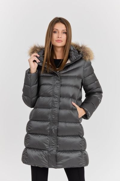 HETREGO Szara damska kurtka puchowa Leonie Quilted Woman Jacket With Detached Hood, Rozmiar 42 EU - 46 IT. Szare kurtki damskie HETREGO, bez wzorów, z poliamidu. W wyprzedaży za 1,234.99 zł.
