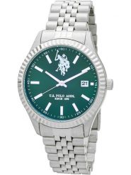 U.S. Polo Assn. Zegarek kwarcowy w kolorze srebrno-zielonym rozmiar: onesize. Szare, analogowe zegarki męskie U.S. Polo Assn., ze stali. Za 347.99 zł.