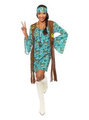 Amscan 3-częściowy kostium "Peace Party" w kolorze turkusowo-jasnobrązowym rozmiar: S. Brązowe stroje jednoczęściowe damskie AMSCAN, s, z aplikacjami. Za 104.99 zł.