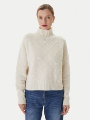 Elisabetta Franchi Sweter MK-55T-57E2 Biały Regular Fit. Białe swetry klasyczne damskie Elisabetta Franchi, z wełny, bez kołnierzyka. Za 1,799.00 zł.