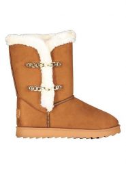 Geographical Norway Kozaki zimowe "Ovassion" w kolorze jasnobrązowym rozmiar: 36. Brązowe kozaki damskie Geographical Norway, z futra, bez obcasa. Za 96.14 zł.