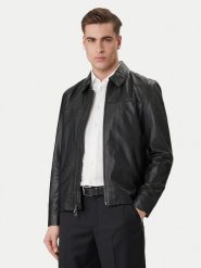 Calvin Klein Kurtka skórzana LV04LF423G Czarny Regular Fit. Czarne kurtki męskie CALVIN KLEIN, l, bez wzorów, ze skóry, bez kaptura. Za 2,089.00 zł.