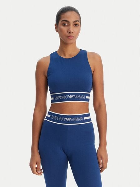 Emporio Armani Underwear Top EW002960 AF19023 UB078 Granatowy Slim Fit. Niebieskie topy damskie Emporio Armani Underwear, s, bez wzorów, z bawełny, bez ramiączek. Za 259.99 zł.