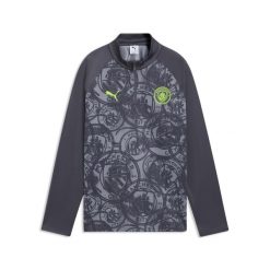 Młodzieżowa koszulka na rozgrzewkę Manchester City z zamkiem 1/4 PUMA. Szara bluzki damskie Puma, m, bez ramiączek, do piłki nożnej. Za 319.00 zł.
