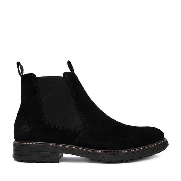 Botki Rieker. Czarne buty zimowe męskie Rieker, bez zapięcia. Za 439.99 zł.