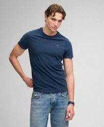 Superdry SD&Co koszulka z haftem z organicznej bawełny – slim fit – Deep Sea. Niebieskie t-shirty damskie Superdry., s, bez wzorów, z bawełny, bez kołnierzyka. Za 144.85 zł.