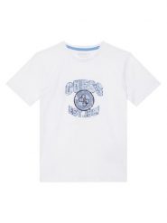 Guess T-Shirt L6RI13 K8HM4 Biały Regular Fit. Białe t-shirty chłopięce Guess, z aplikacjami, z bawełny, bez ramiączek. Za 89.99 zł.