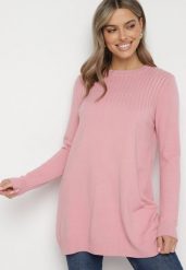 Różowy Długi Sweter o Luźnym Fasonie Argaria. Czerwone swetry klasyczne damskie Born2be, na jesień, bez kołnierzyka. Za 74.99 zł.