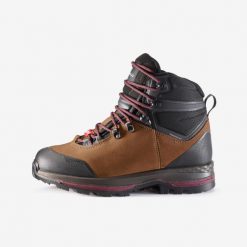 Buty trekkingowe damskie Forclaz MT100 szerokie skóra wodoodporne. Brązowe obuwie trekkingowe damskie FORCLAZ. Za 469.99 zł.