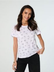 Koszulka ze wzorem all over w kokardki - biały. Białe t-shirty damskie Sinsay, l, bez wzorów, bez kołnierzyka. Za 12.99 zł.