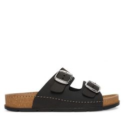 Klapki Scholl. Czarne klapki damskie Scholl, bez wzorów, bez obcasa. Za 409.99 zł.