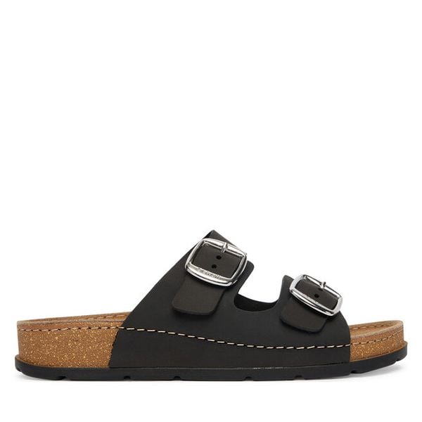 Klapki Scholl. Czarne klapki damskie Scholl, bez wzorów, bez obcasa. Za 409.99 zł.