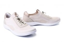 RIEKER REMONTE D1E04-60 beige combination, półbuty damskie. Brązowe półbuty damskie Rieker Remonte, bez wzorów, bez obcasa. Za 349.90 zł.
