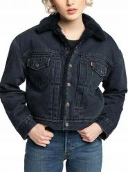 KURTKA SHERPA DAMSKA Levi's 36464-0005 L. Niebieskie kurtki damskie Levi's, l, bez wzorów, z dresówki, bez kaptura. Za 319.50 zł.