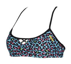 Góra od stroju kąpielowego damskiego top na basen Arena Bandeau. Niebieskie bikini damskie Arena, bez wzorów. Za 41.99 zł.