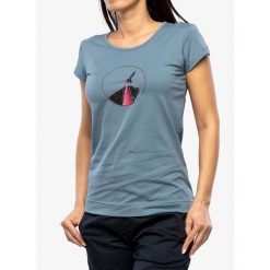 Koszulka bawełniana damska Ocun Classic T Organic Rainbow Rocket. Niebieskie bluzki sportowe damskie Ocun, bez wzorów, z bawełny, bez ramiączek. Za 203.50 zł.