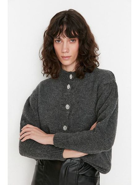 Trendyol Kardigan w kolorze antracytowym rozmiar: L. Czarne kardigany damskie Trendyol, l, bez wzorów. Za 100.04 zł.