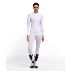 Damska koszulka z długim rękawem i zamkiem przy szyi Falke Maximum Warm. Białe t-shirty damskie Falke, bez wzorów, bez kołnierzyka. Za 465.00 zł.